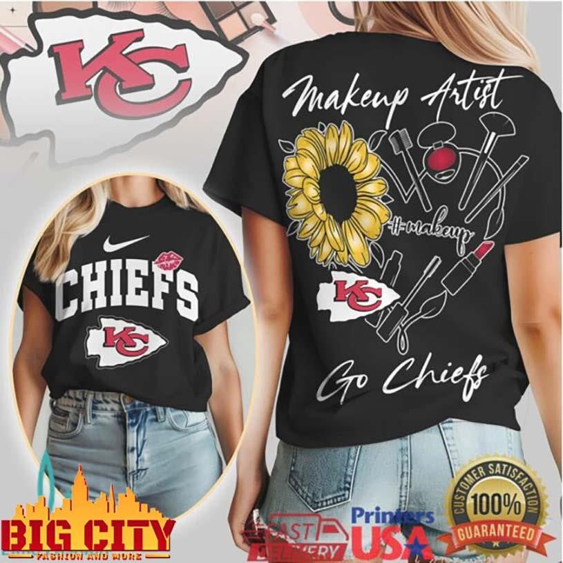 Kansas City Chiefs Makeup Artist Sunflower Floral Two Sided Shirt