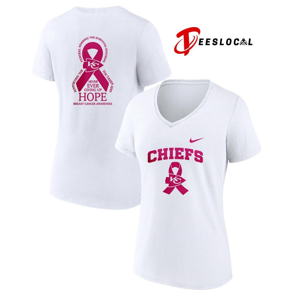 Kansas City Chiefs never ever giving up hope breast cancer awareness shirt
