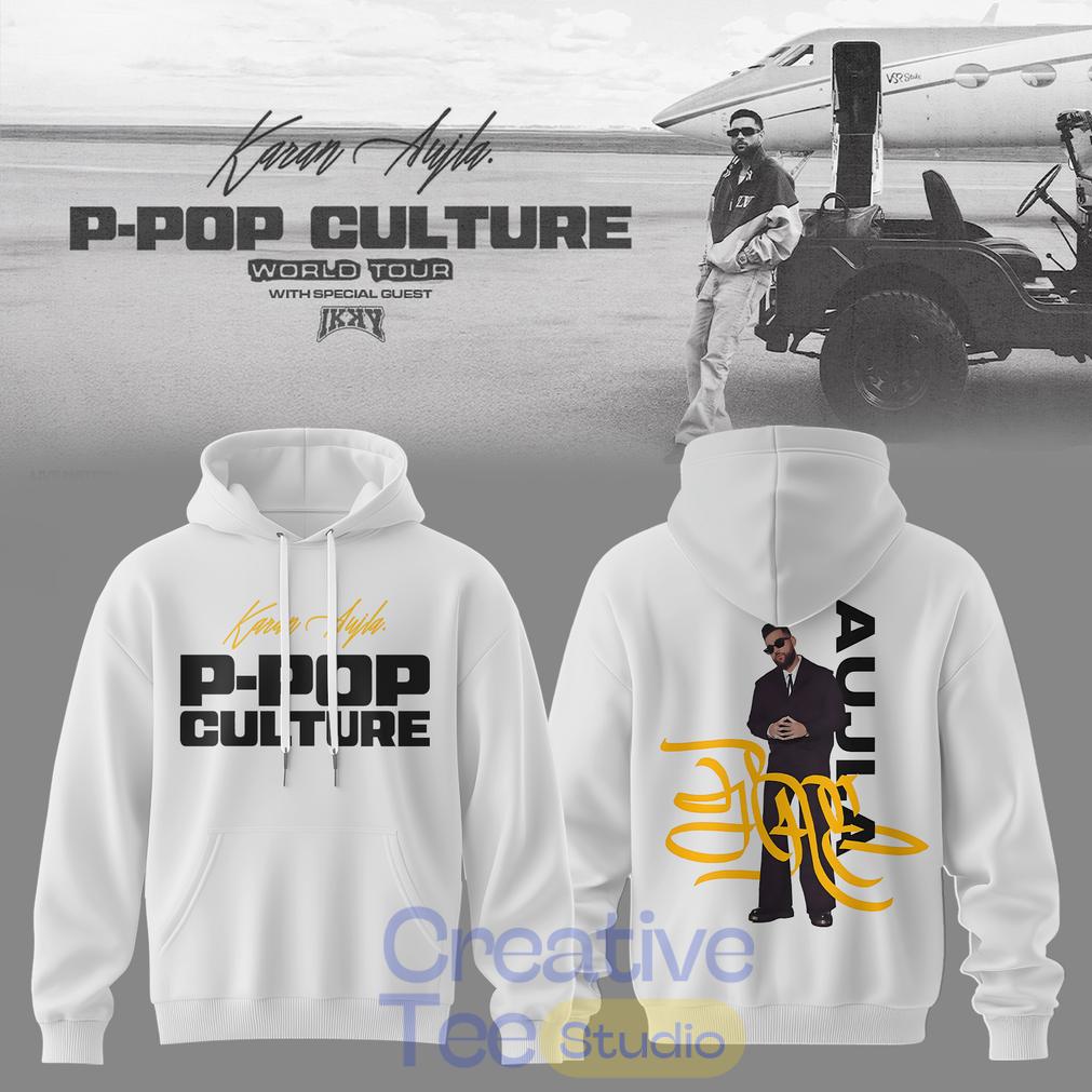 Karan Aujla P-Pop Culture World Tour Signature White Hoodie