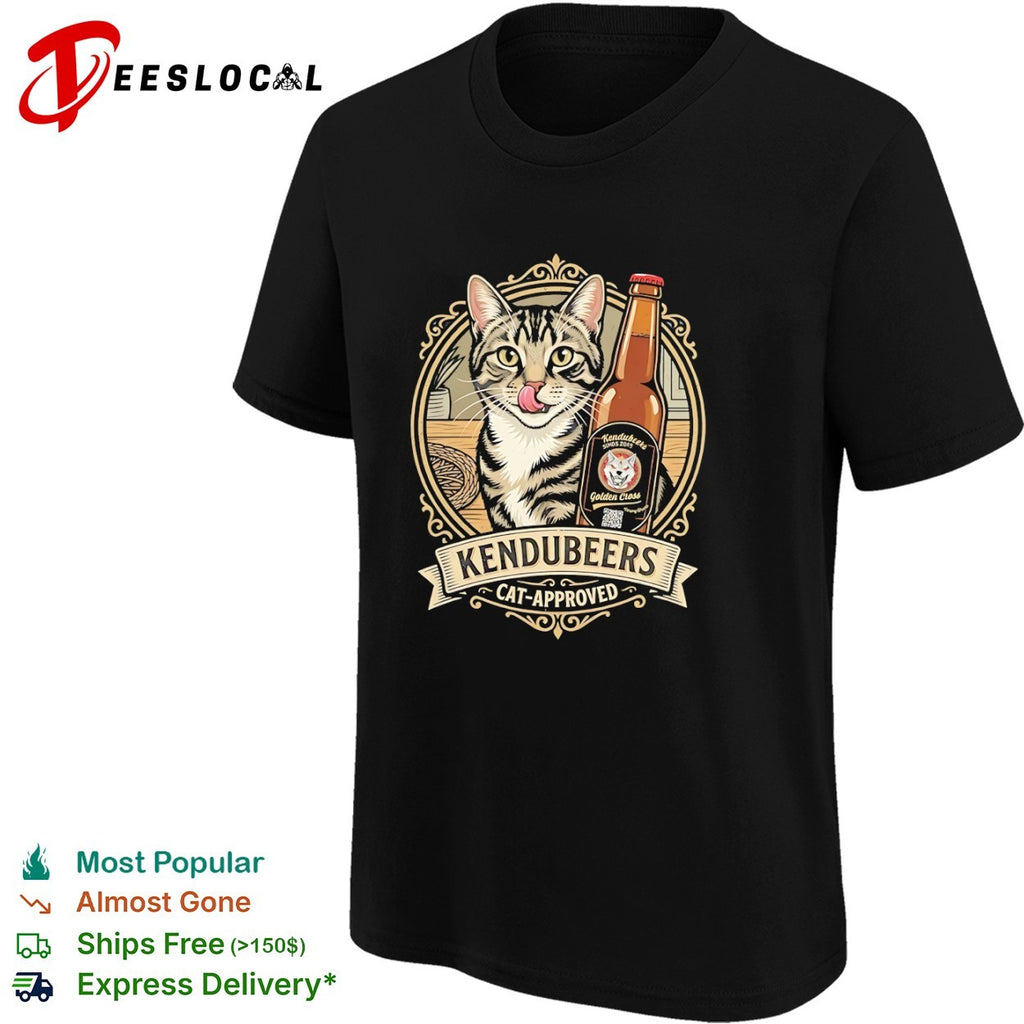 Kendubeers cat approved Golden Cross beer bottle shirt