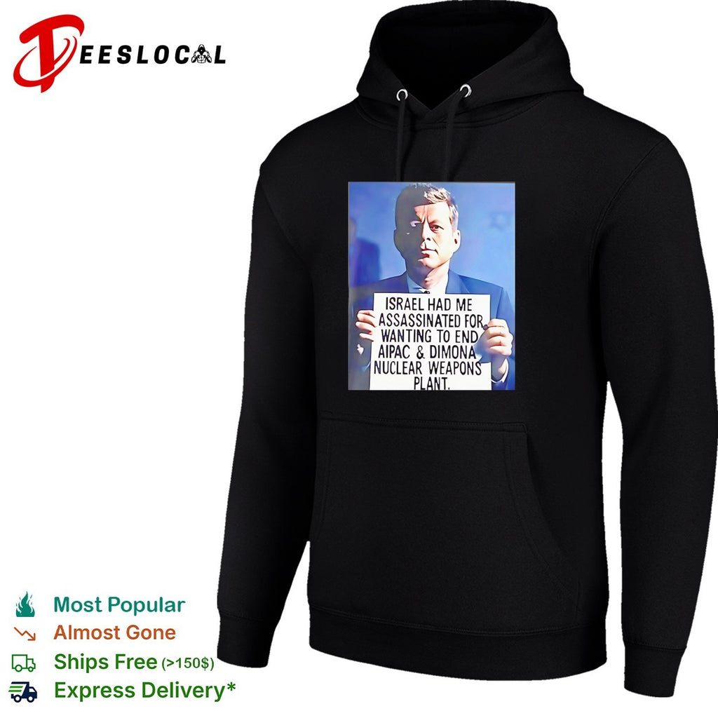 Kennedy Vintage presidential portrait conspiracy theory sign text shirt