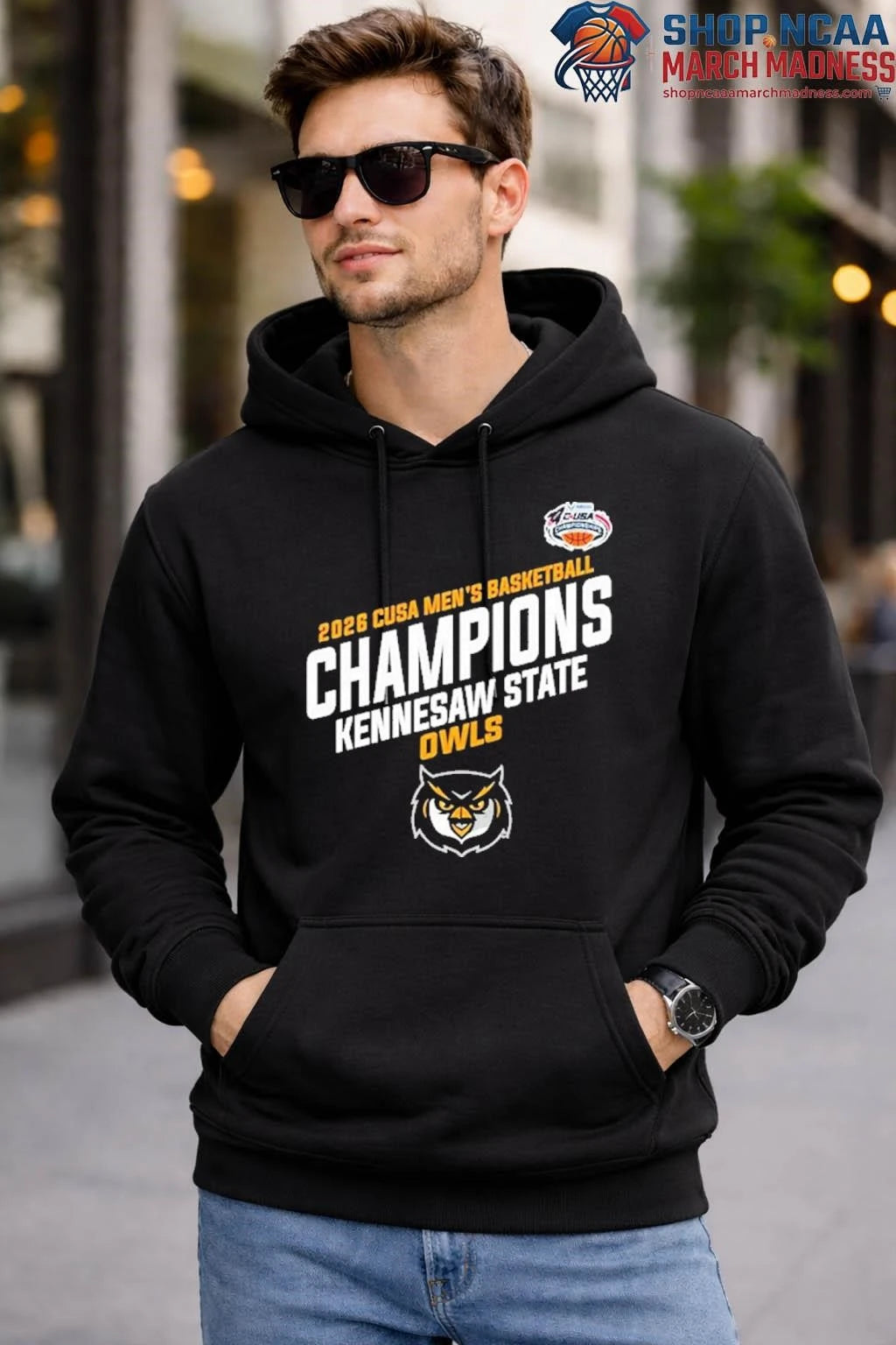 Kennesaw State Owls Champions C USA  Locker Room Shirt Men’s Basketball Tournament 2026