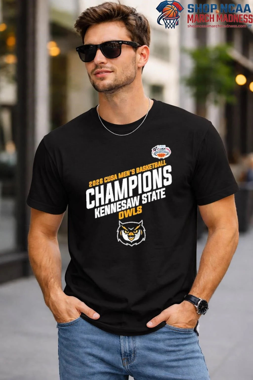 Kennesaw State Owls Champions C USA  Locker Room Shirt Men’s Basketball Tournament 2026