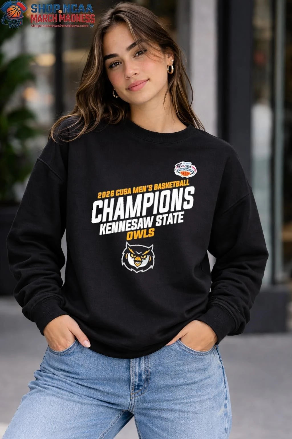 Kennesaw State Owls Champions C USA  Locker Room Shirt Men’s Basketball Tournament 2026