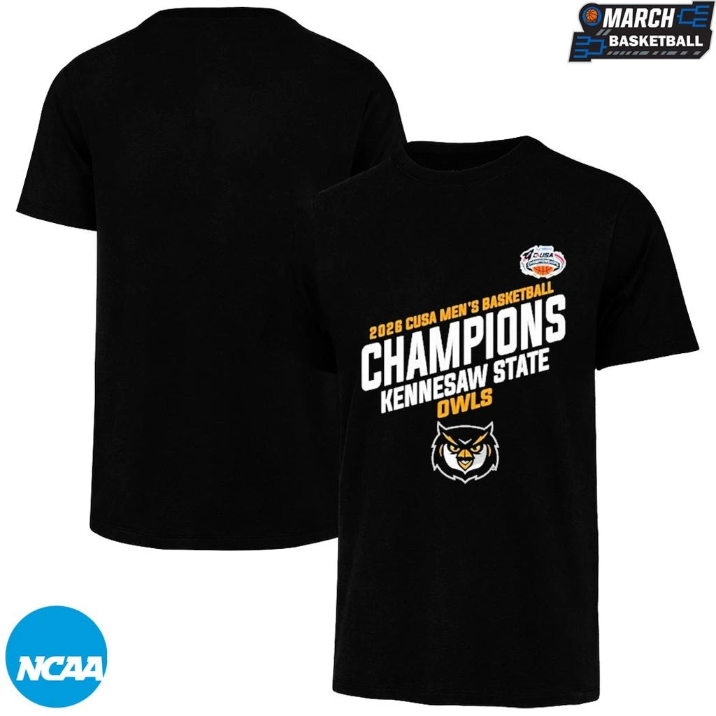 Kennesaw State Owls Champions C USA Men’s Basketball Tournament 2026 T-shirts