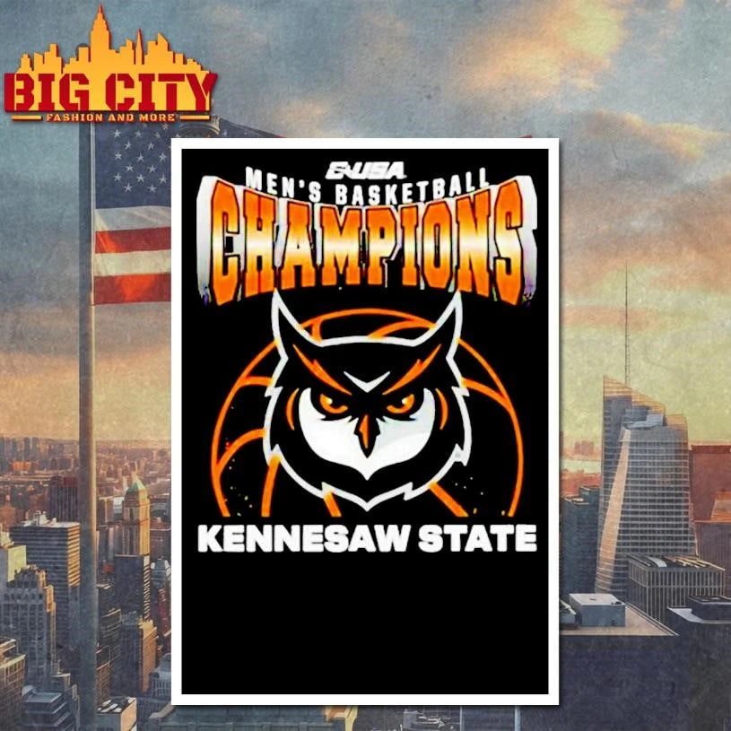 Kennesaw State Owls Champions C USA Men’s Basketball Tournament 2026 Shirt