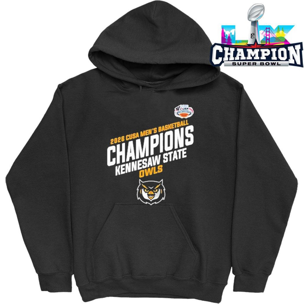 Kennesaw State Owls Champions C Usa Men’s Basketball Tournament 2026 Locker Room Shirt