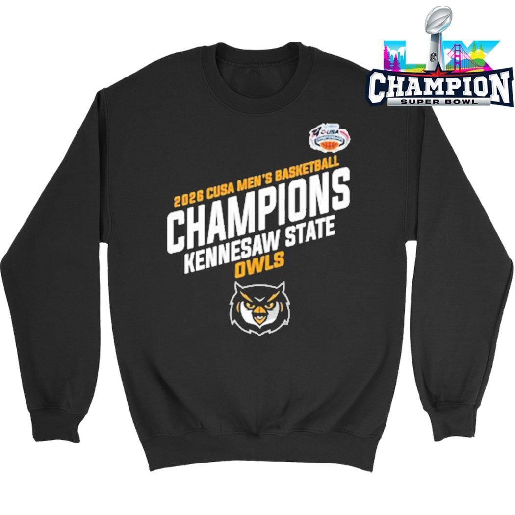 Kennesaw State Owls Champions C Usa Men’s Basketball Tournament 2026 Locker Room Shirt