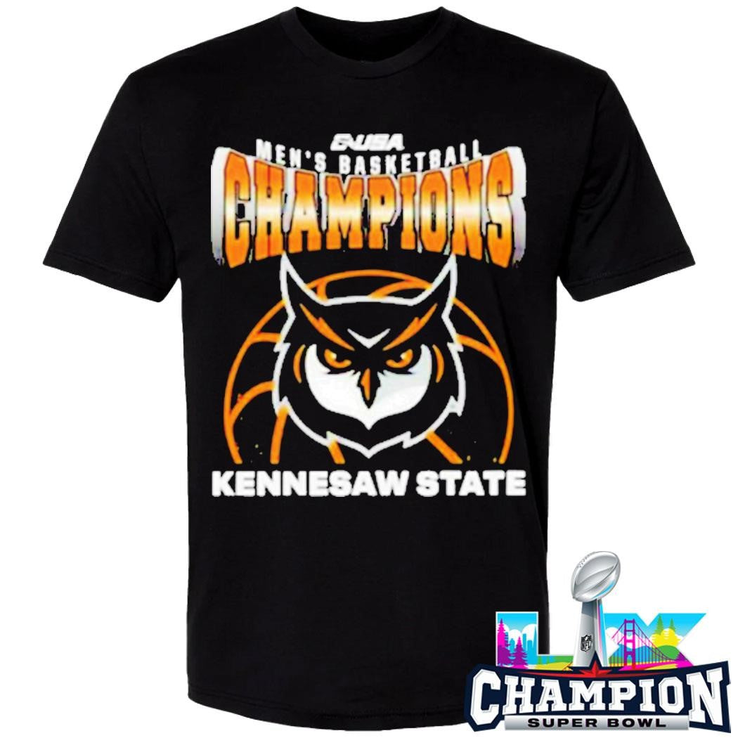 Kennesaw State Owls Champions C Usa Men’s Basketball Tournament 2026 Mascot Shirt