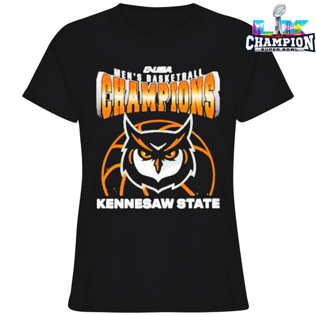 Kennesaw State Owls Champions C Usa Men’s Basketball Tournament 2026 Mascot Shirt