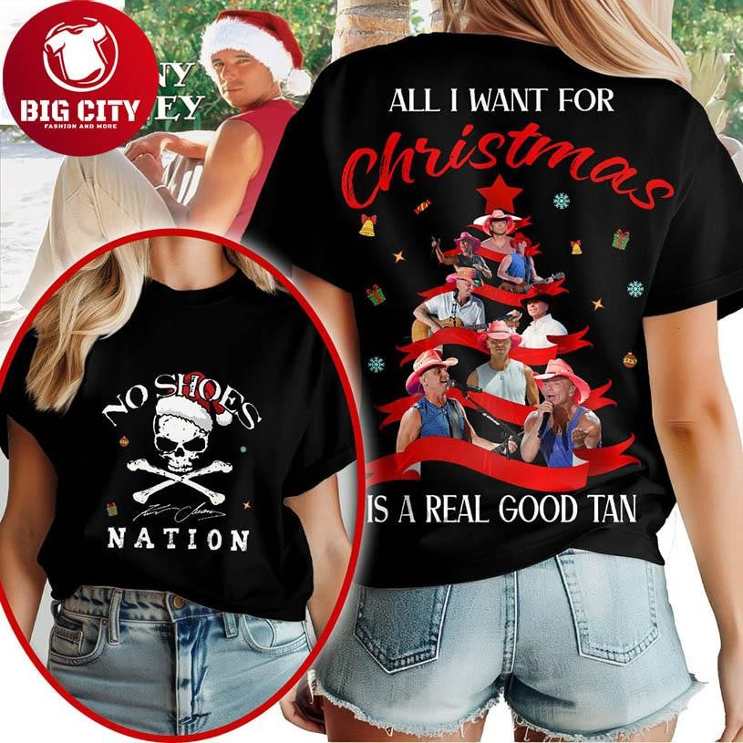 Kenny Chesney All I Want For Christmas Is A Real Good Tan Christmas 2025 Two Sided Shirt
