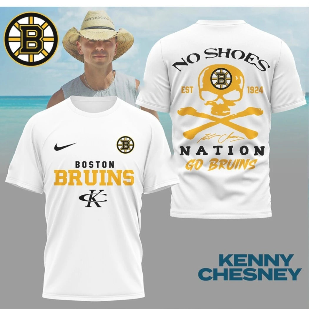 Kenny Chesney No Shoes Nation x Boston Bruins NHL Logo Two Sided Shirt