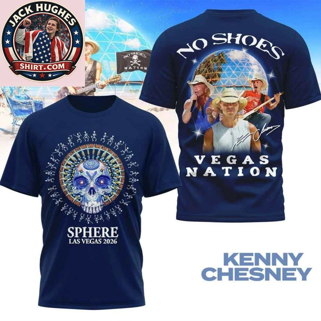 Kenny Chesney Sphere Las Vegas 2026 Tshirt No Shoes Nation Vegas Residency Logo Two Sided Hoodie T-Shirt