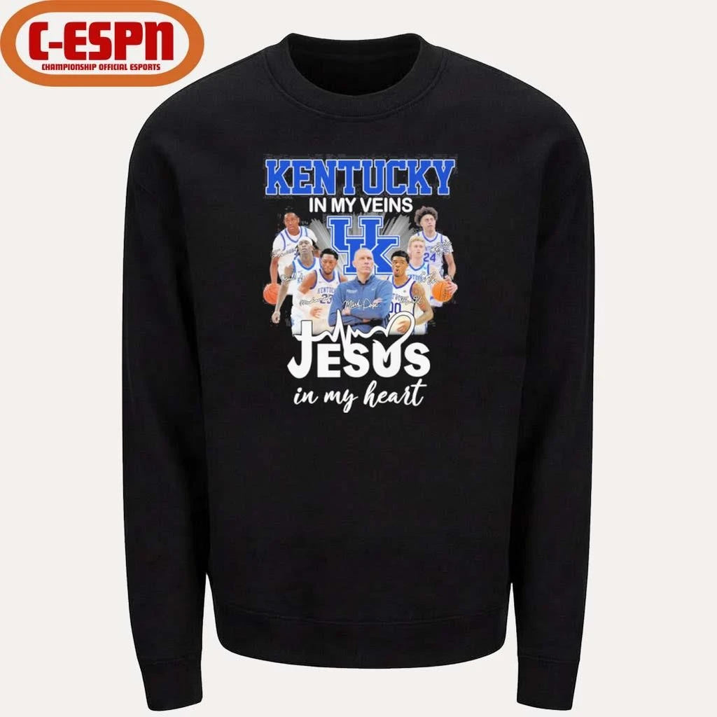 Kentucky Men’s Basketball In My Veins Jesus In My Heart Shirt