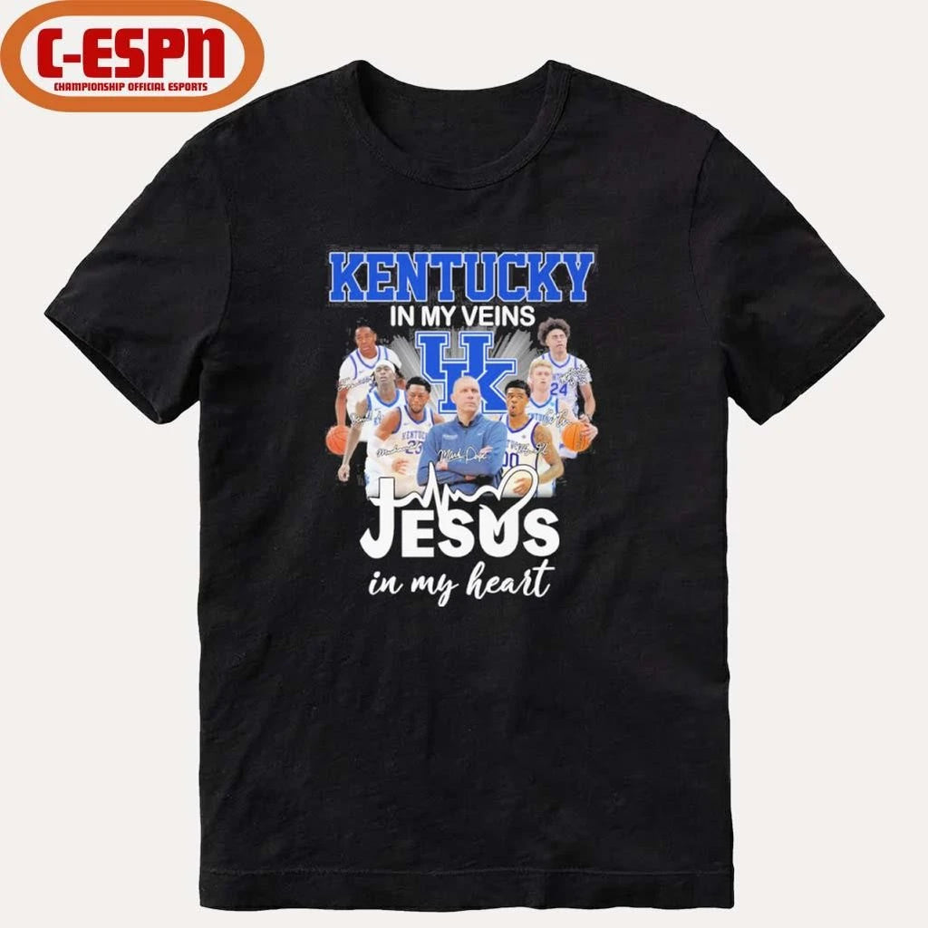 Kentucky Men’s Basketball In My Veins Jesus In My Heart Shirt