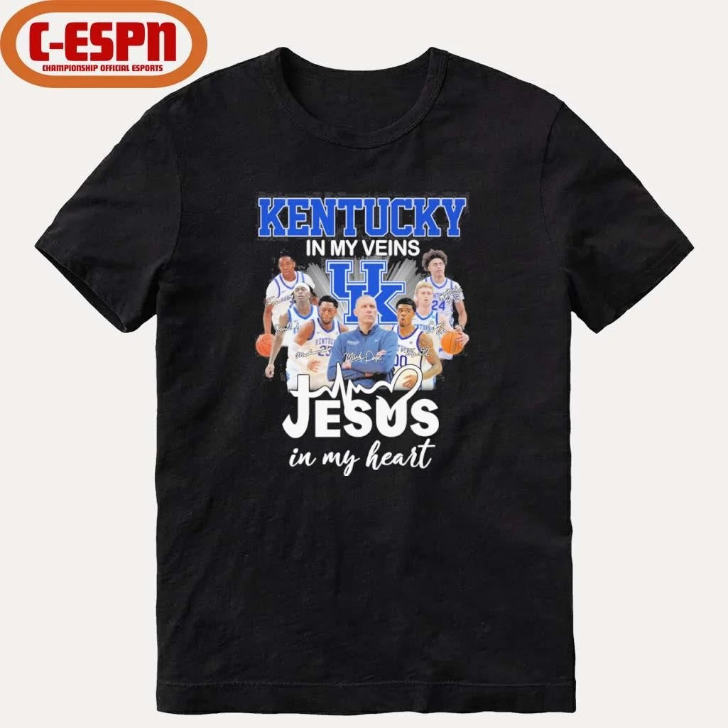 Kentucky Men’s Basketball In My Veins Jesus In My Heart Shirt