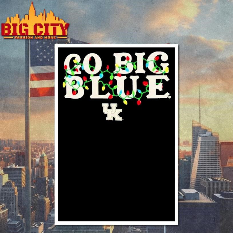 Kentucky Wildcats Go Big Blue String Lights Christmas Shirt
