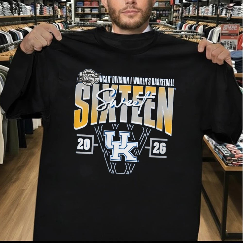 Kentucky Wildcats Women’s 2026 NCAA Women’s Basketball Tournament March Madness Sweet 16 Court Shot T-Shirt