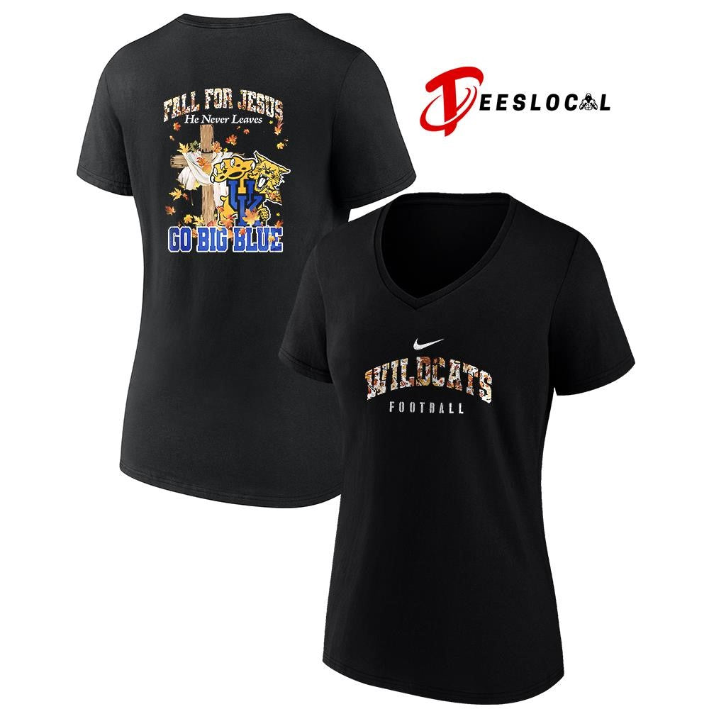Kentucky Wildcats x fall for Jesus he never leaves mascot shirt
