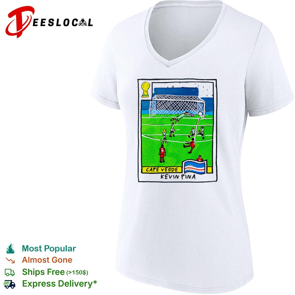 Kevin Pina Cape Verde National Football Team World Cup Panini Style Soccer Art shirt