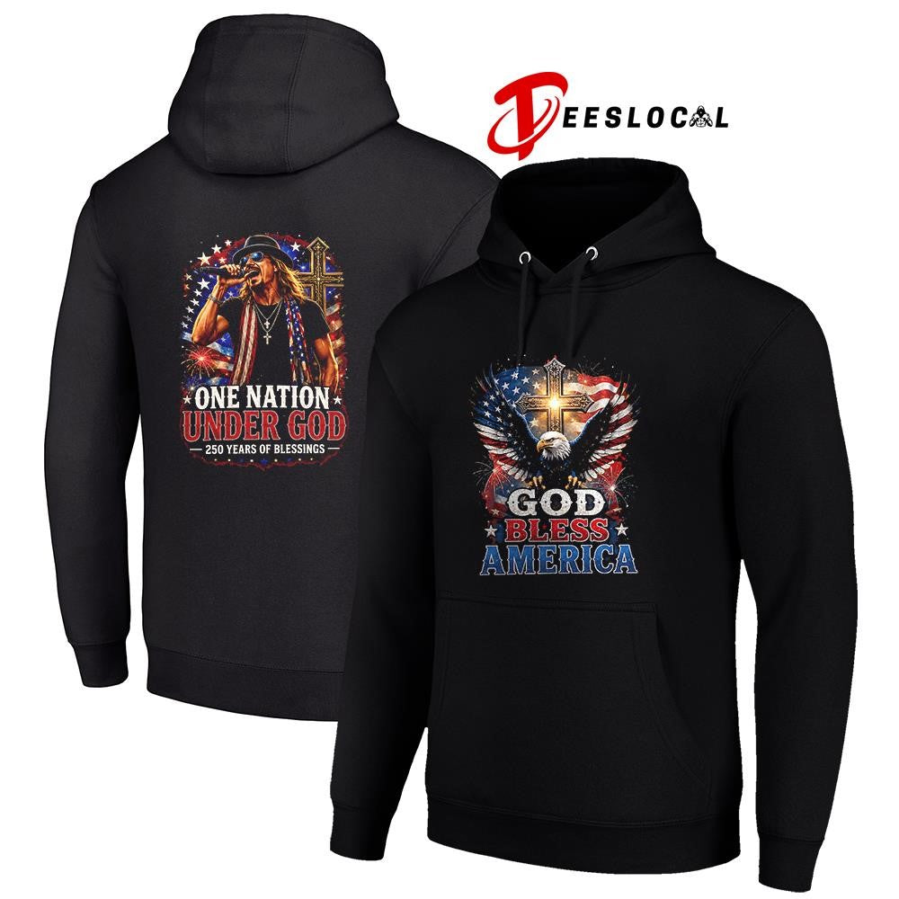 Kid Rock God bless America one nation under God 250 years of blessings graphic shirt