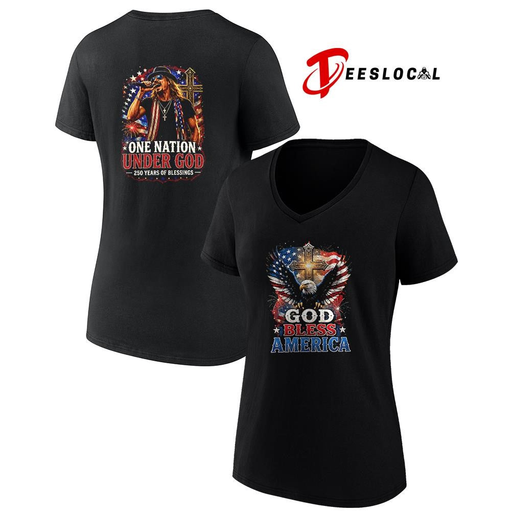 Kid Rock God bless America one nation under God 250 years of blessings graphic shirt