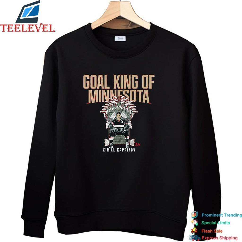 Kirill Kaprizov Goal King Of Minnesota Wild Throne Hockey T-Shirts