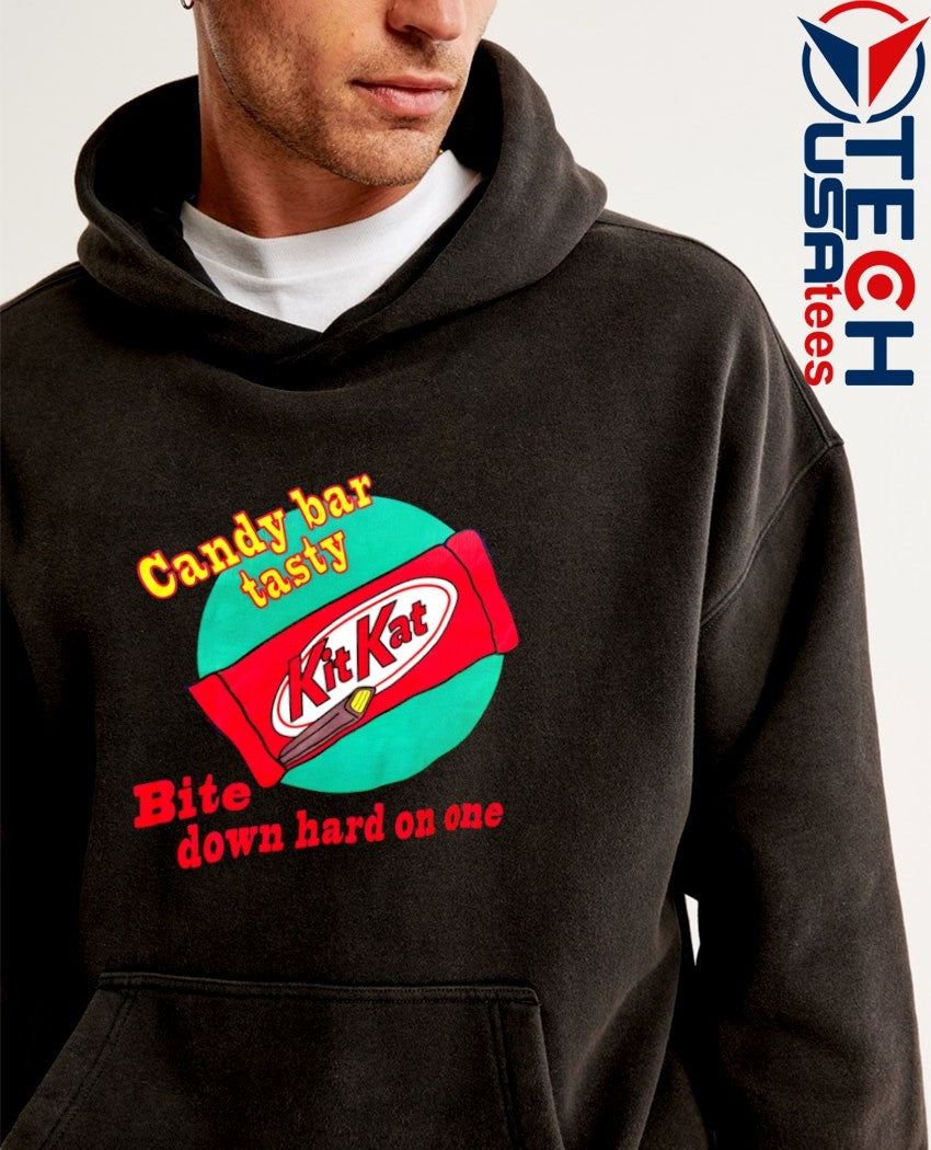 Kit Kat candy bar tasty bite down hard on one shirt