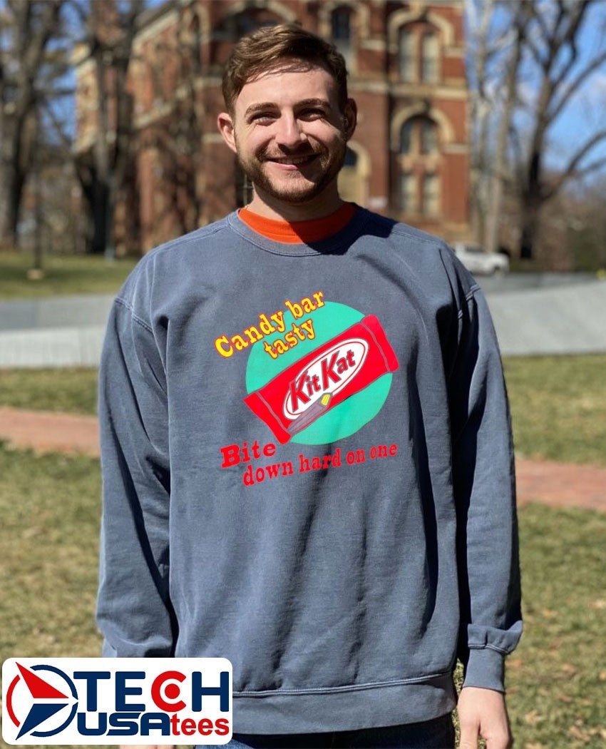 Kit Kat candy bar tasty bite down hard on one shirt