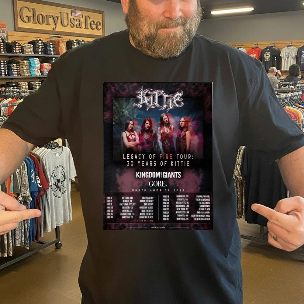 Kittie Tour Dates Poster Legacy of Fire Tour North America 2026 Featuring Kingdom of Giants &amp; Gore Poster Shirt