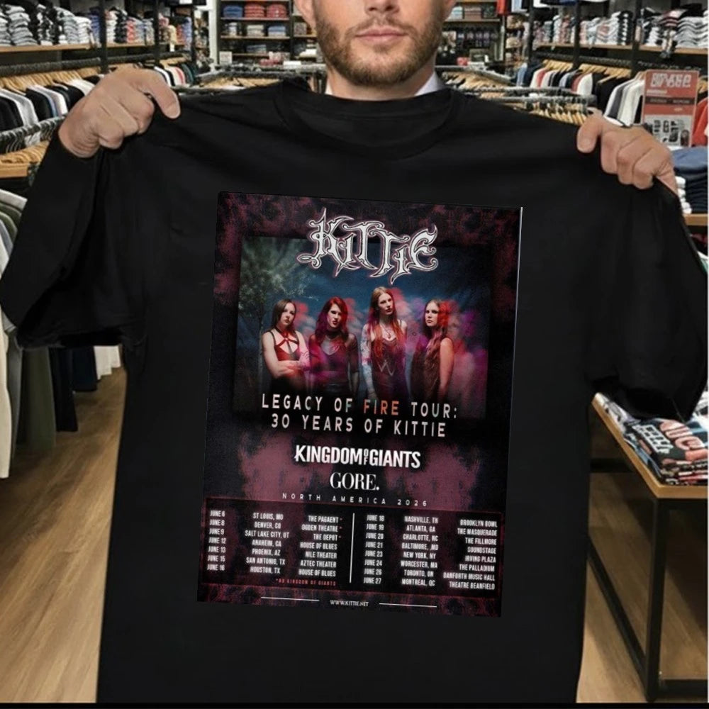 Kittie Tour Dates Poster Legacy of Fire Tour North America 2026 Featuring Kingdom of Giants &amp; Gore Poster Shirt