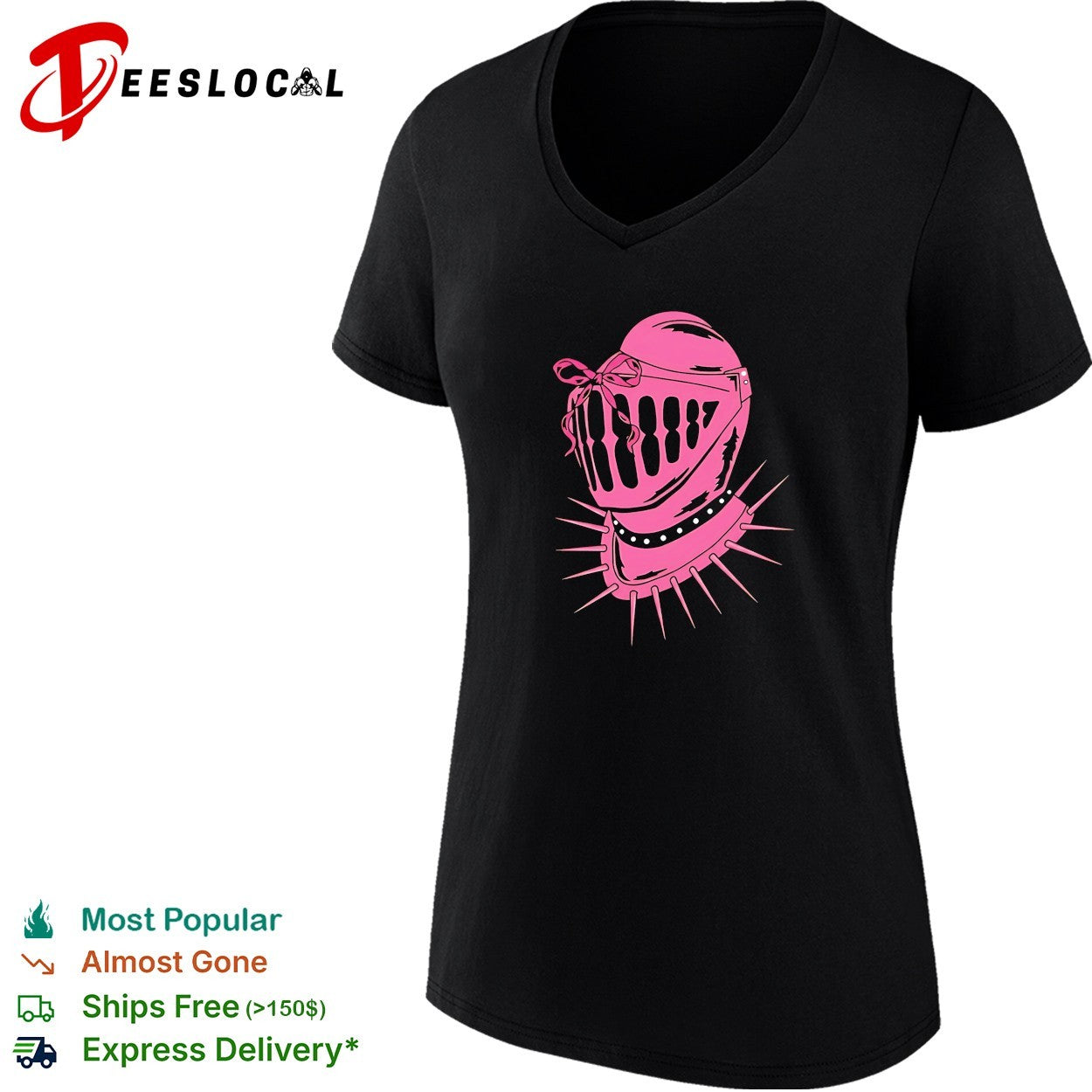 Knight helmet with Pink Bow and Spiked Choker shirt