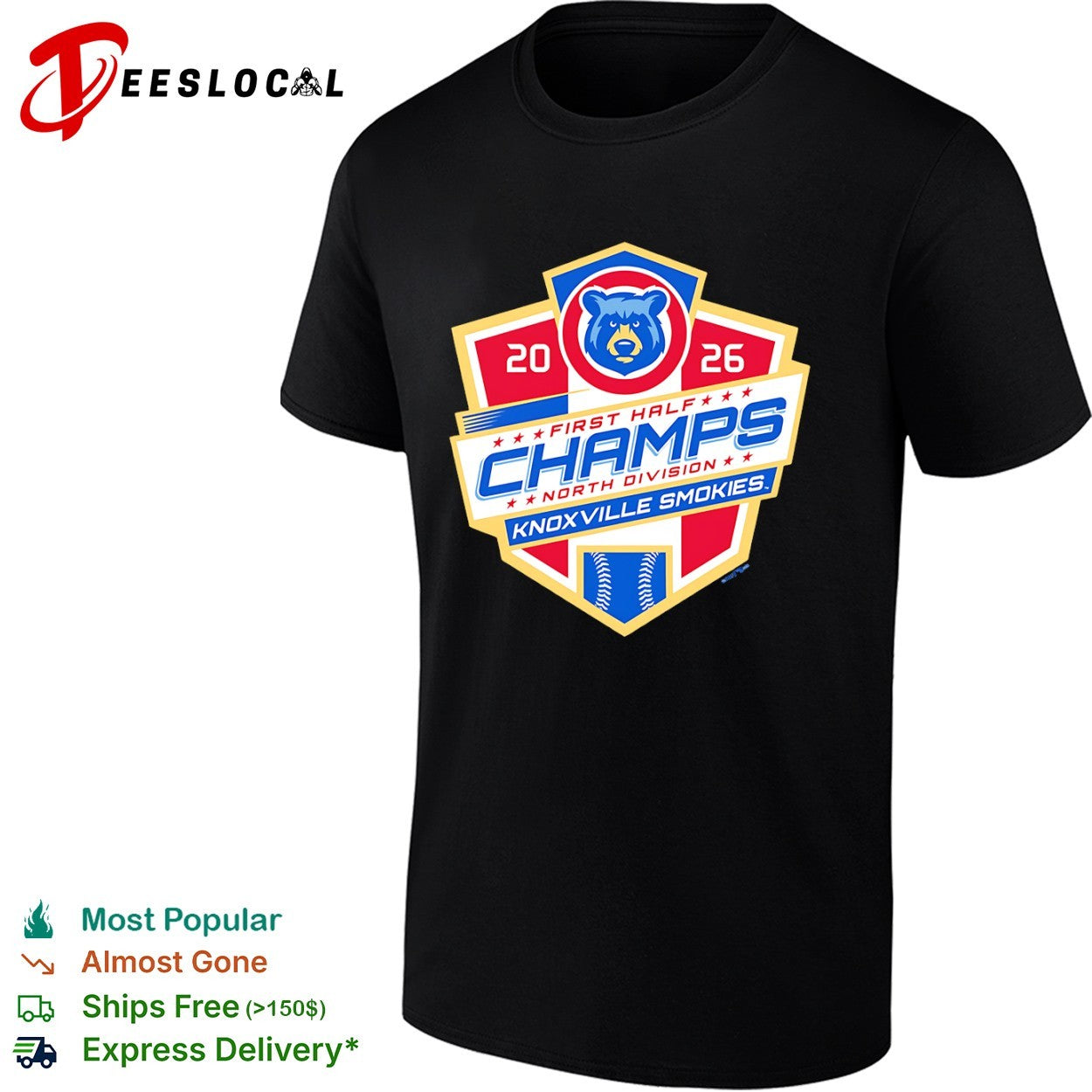 Knoxville Smokies 2026 First Half Champs North Division Baseball shirt