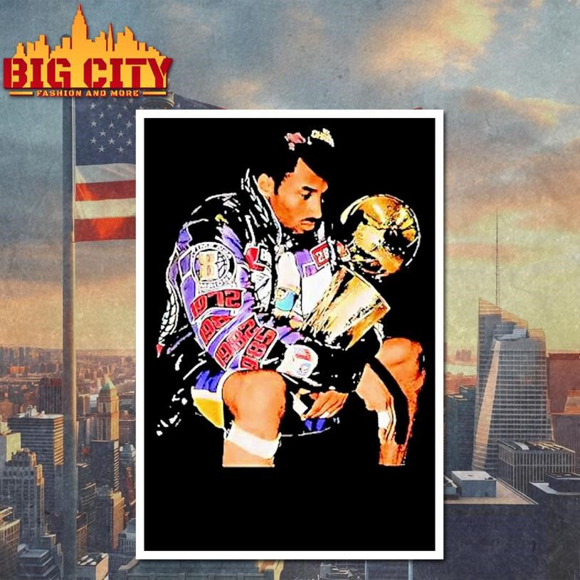Kobe Bryant Sat Holding The Trophy Graphic Retro Shirt