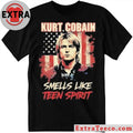 Kurt Cobain Smells Like Teen Spirit American Flag Shirt