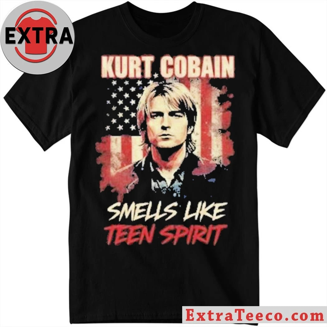 Kurt Cobain Smells Like Teen Spirit American Flag Shirt