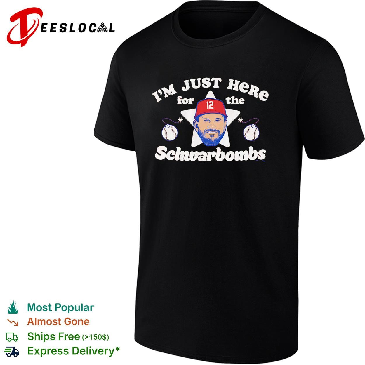 Kyle Schwarber Philadelphia Phillies I’m Just Here For The Schwarbombs cartoon shirt