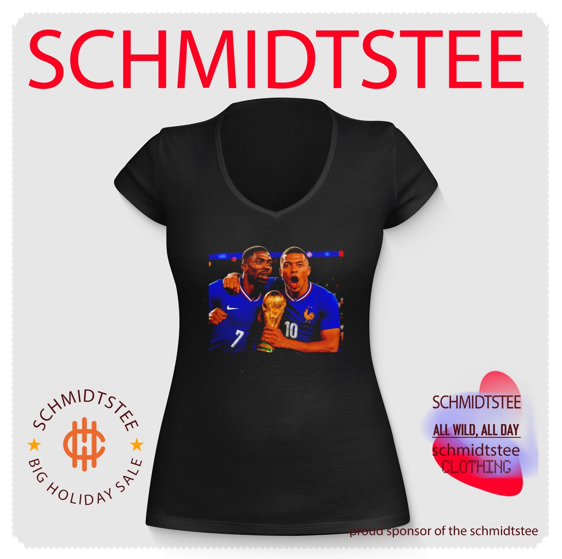 Kylian Mbappé and Ousmane Dembélé France National Team World Cup Champions shirt