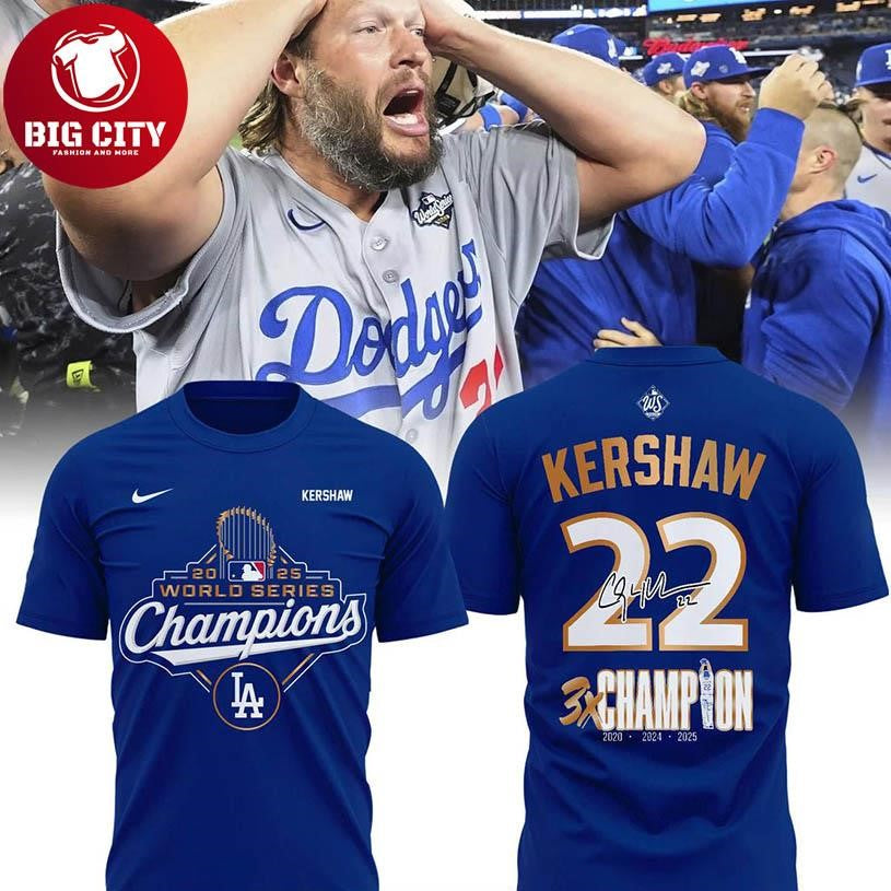 LA Dodgers Clayton Kershaw World Series Champions Thank You 2025 Two Sided Shirt
