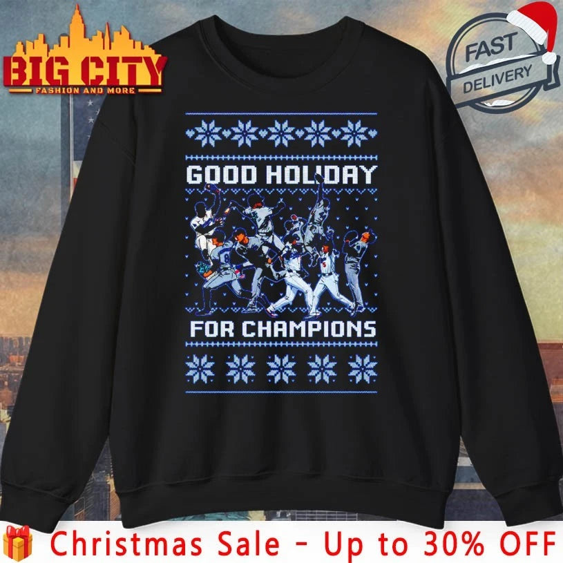 LA Dodgers good holiday for champions ugly christmas shirt