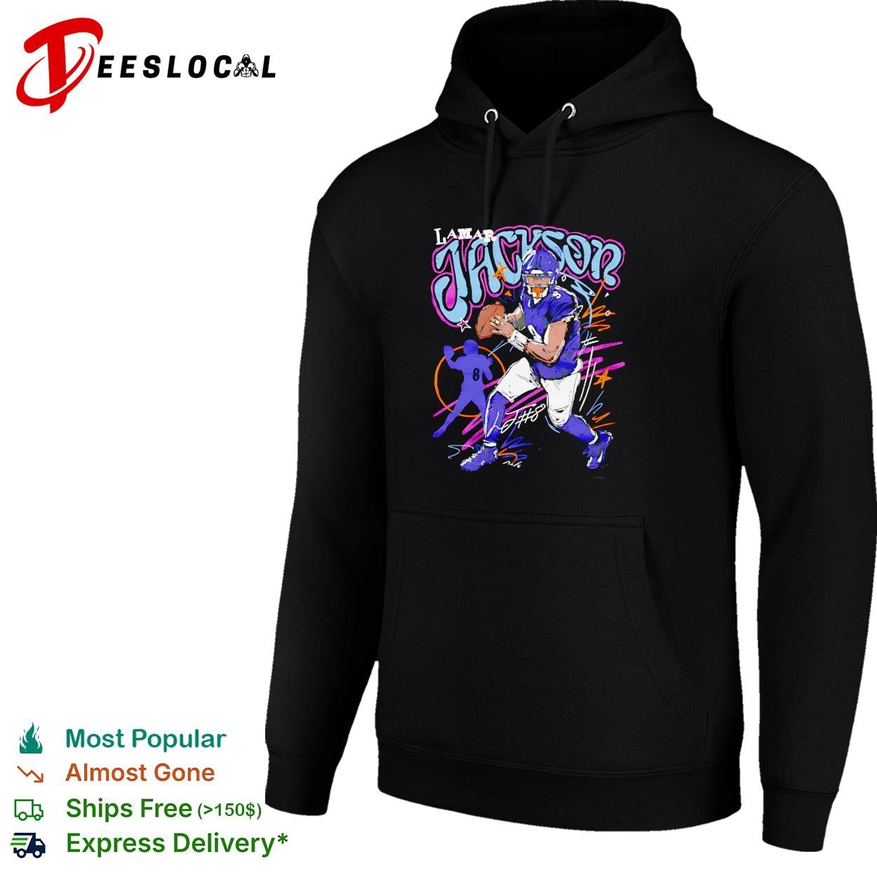 Lamar Jackson Baltimore Ravens graffiti style shirt