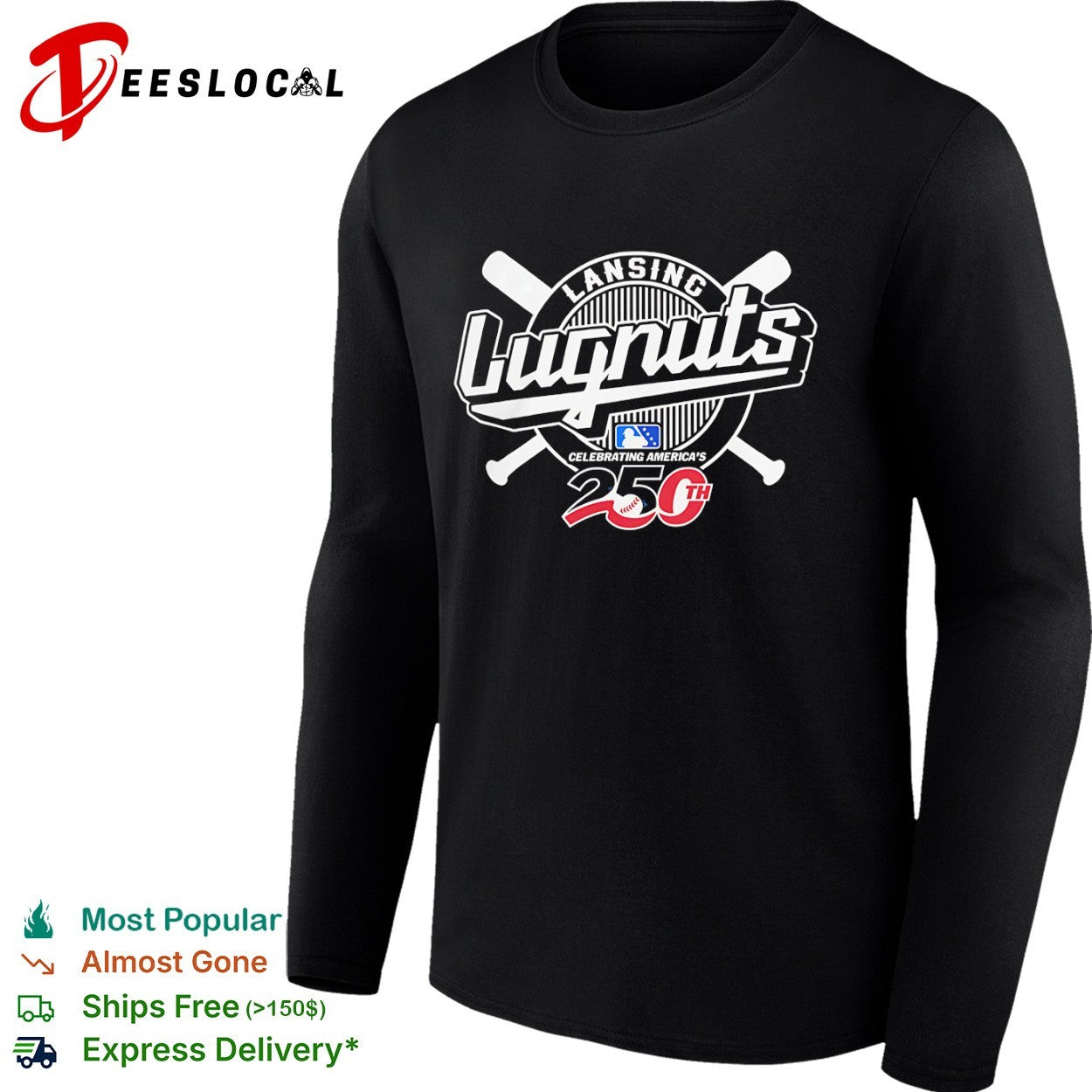 Lansing Lugnuts Celebrating Americas 250th MLB Baseball Anniversary Logo shirt