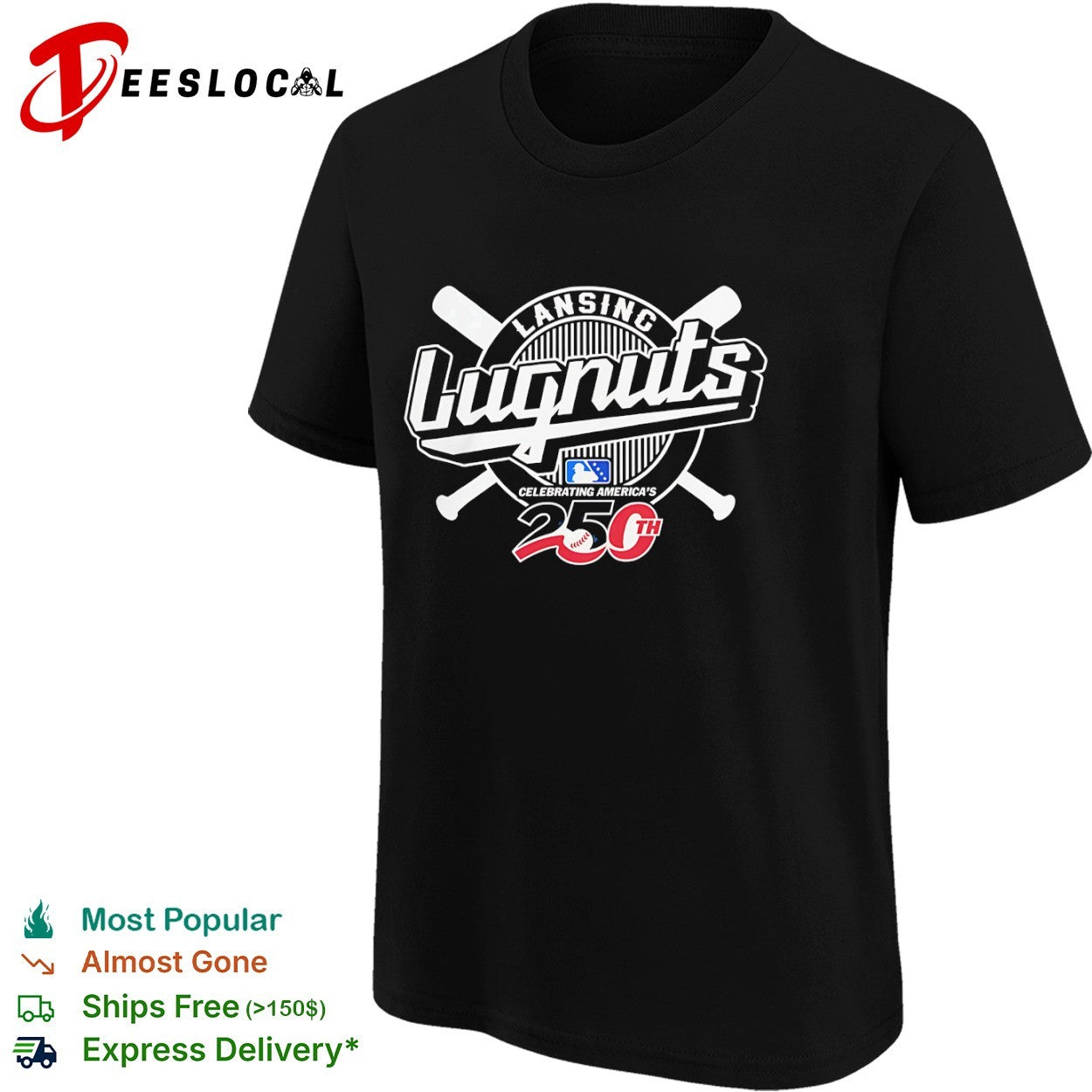 Lansing Lugnuts Celebrating Americas 250th MLB Baseball Anniversary Logo shirt