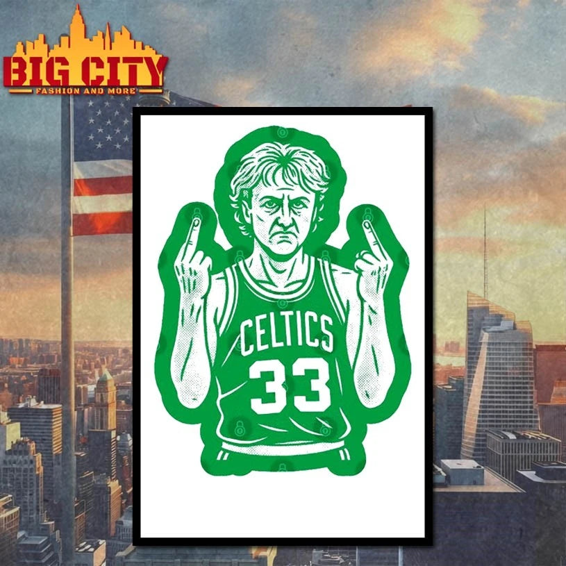 Larry Bird Boston Celtics Middle Finger fuck shirt