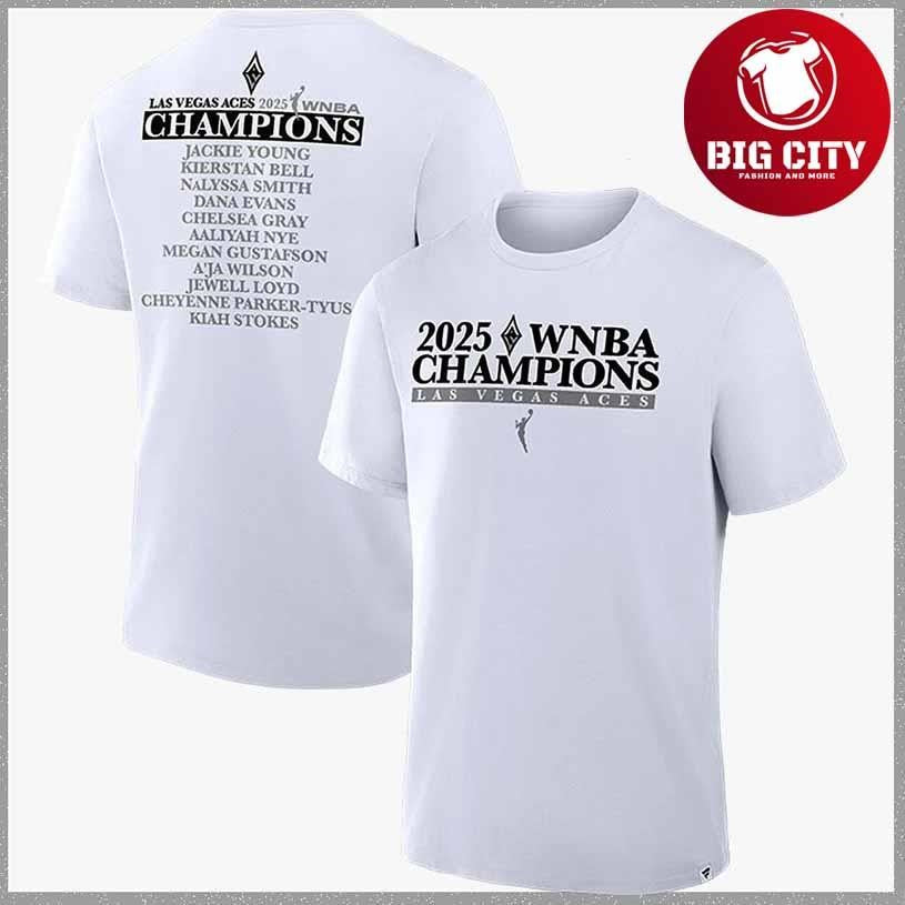 Las Vegas Aces Fanatics Unisex 2025 WNBA Finals Champions Team Roster Shirt