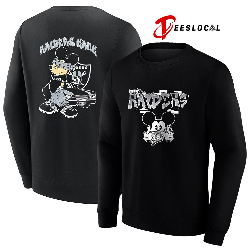 Las Vegas Raiders x Gangsta Mickey Mouse middle finger shirt