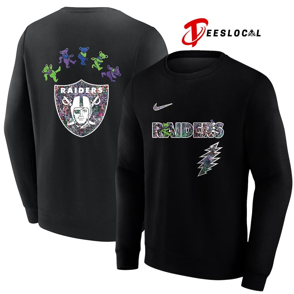Las Vegas Raiders x Grateful Dead night bears logo shirt