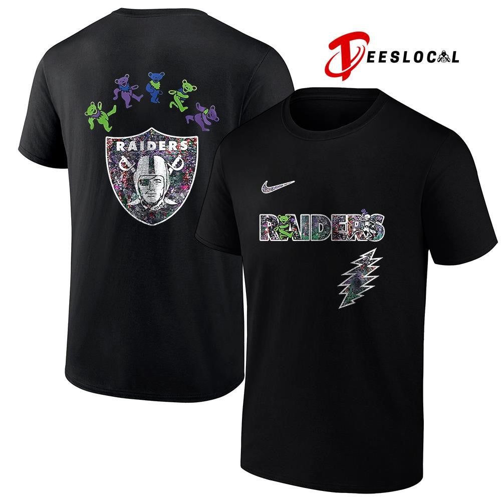 Las Vegas Raiders x Grateful Dead night bears logo shirt