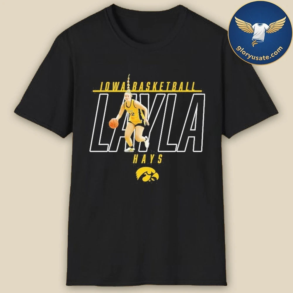 Layla Hays Black Illustrated Iowa Basketball Shirt