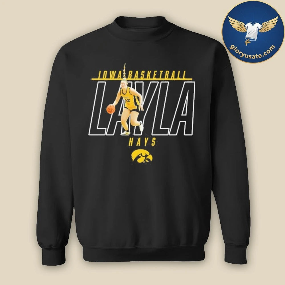 Layla Hays Black Illustrated Iowa Basketball Shirt